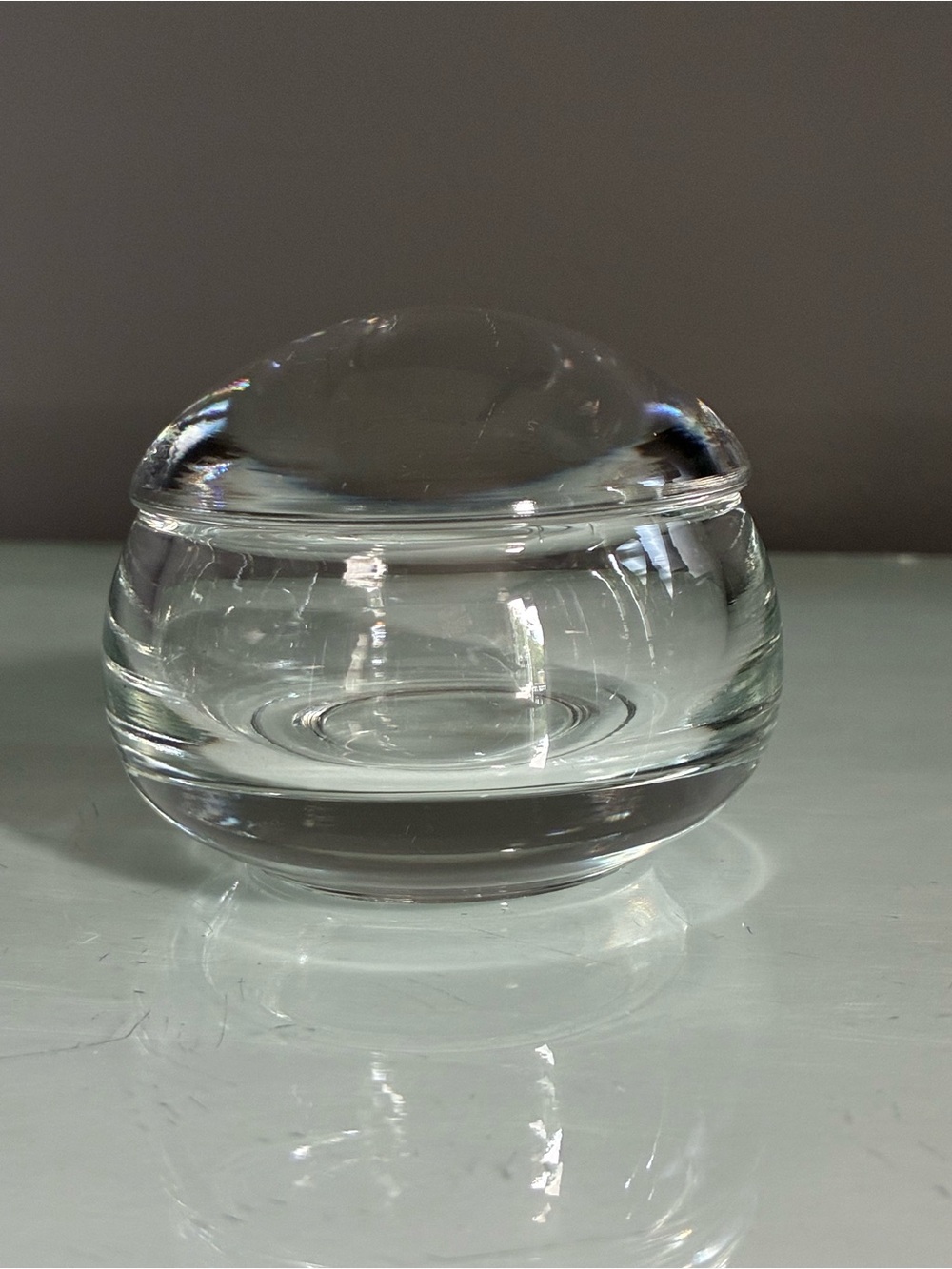 Vintage Clear Glass Magnifying Dome Lid Trinket Dish
